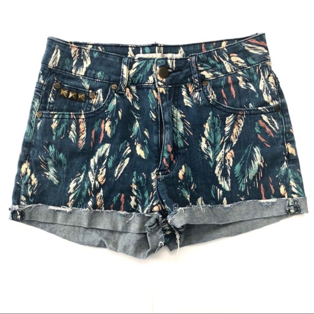 Charley 5.0 feather jean shorts stud high waisted 731